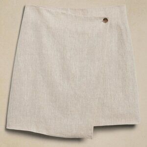 Banana Republic Linen Lina Wrap Button Beige Mini Skirt Size 2 US
